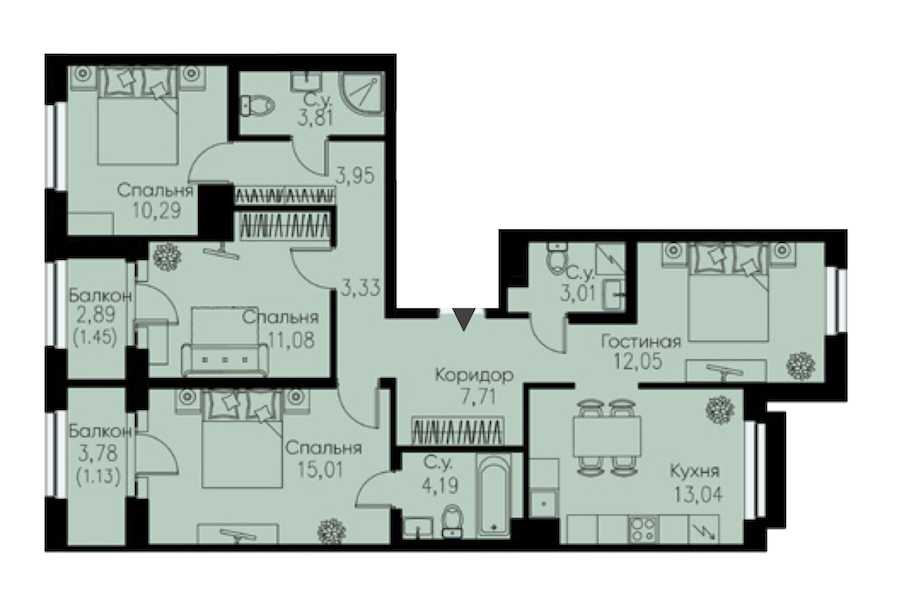 Четырехкомнатная квартира в : площадь 90.05 м2 , этаж: 10 – купить в Санкт-Петербурге
